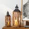 Glitzhome® Farmhouse Antique Diamond Wood & Metal Lanterns Set